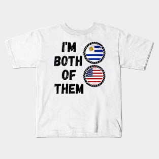 Half Uruguayan Half American Heritage USA Roots & Uruguay DNA Family Flag Design Kids T-Shirt